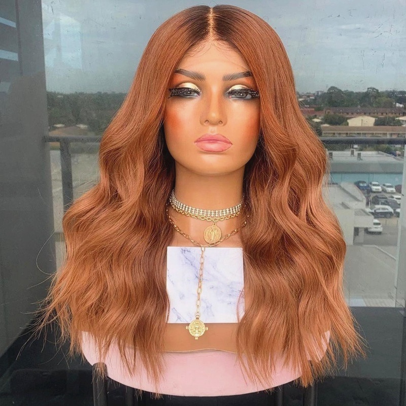 Freedom Beautiful Ombre Ginger Color Body Ocean Wave Full Virgin Cuticle Aligned Hair Transparent Lace Frontal Wigs