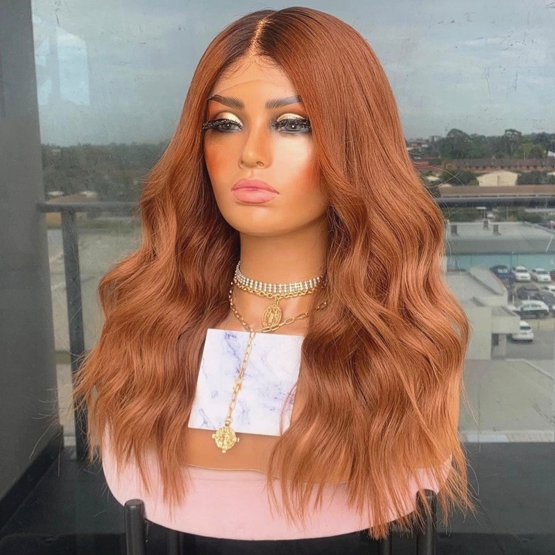 Freedom Beautiful Ombre Ginger Color Body Ocean Wave Full Virgin Cuticle Aligned Hair Transparent Lace Frontal Wigs