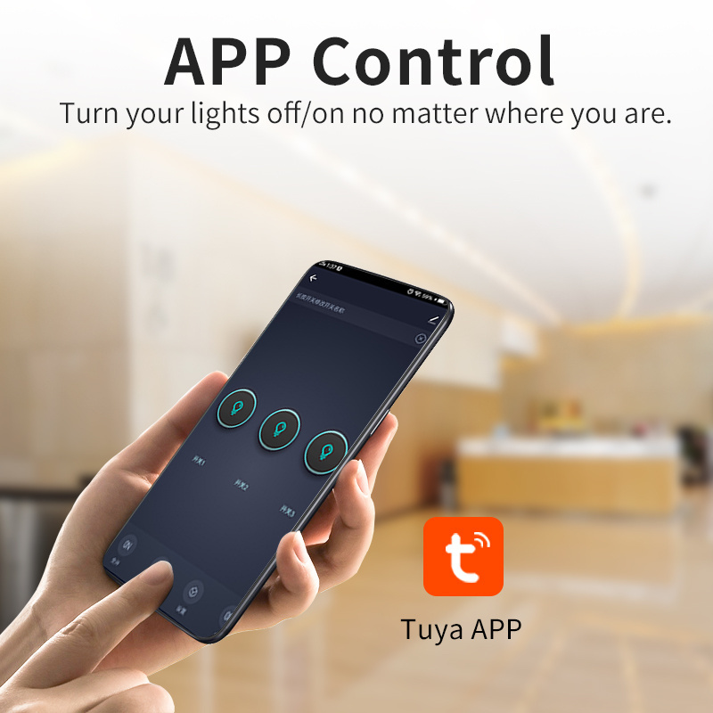 Alexa Google Home Automation 1-3 Gang Tuya Light Switch OEM Remote Voice Control wifi Touch Smart Wall Switches