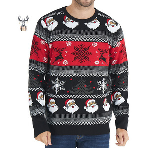 Nanteng Custom OEM ODM 100% Acrylic Santa Claus Snowflake Pattern Jumpers New Ugly Men Pullover Christmas Sweater