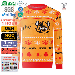 Nanteng Custom Winter Pullover Knitted For Adults Argyle Pattern Jacquard Striped Acrylic Ugly Xmas Men Christmas Sweater