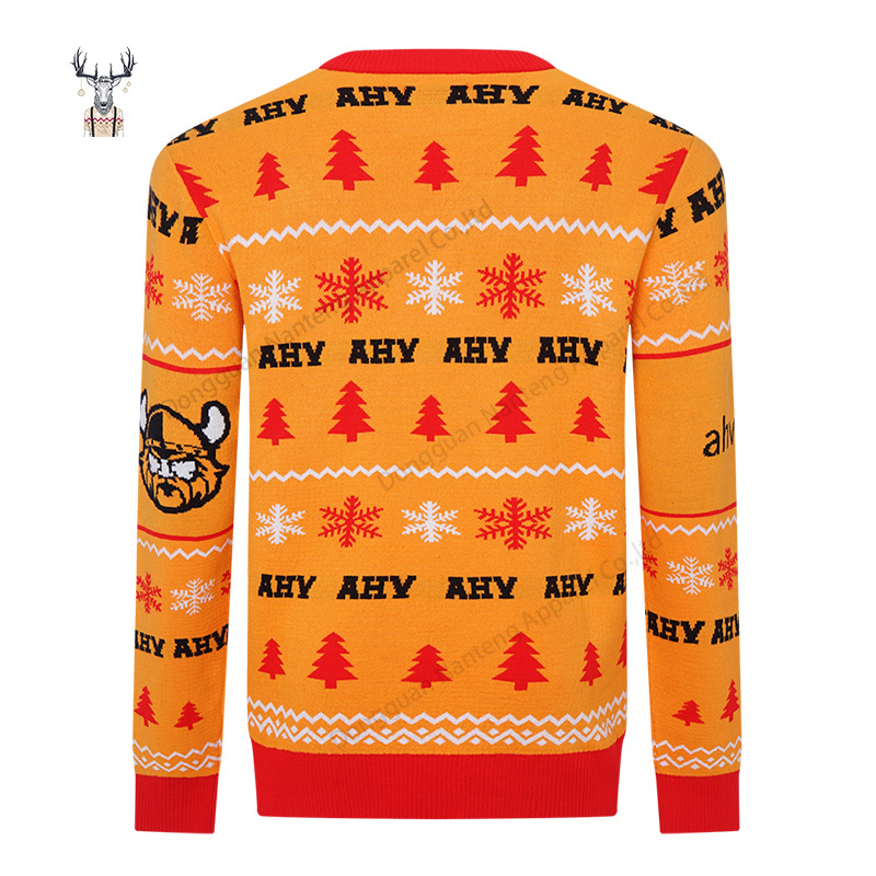 Nanteng Custom Winter Pullover Knitted For Adults Argyle Pattern Jacquard Striped Acrylic Ugly Xmas Men Christmas Sweater