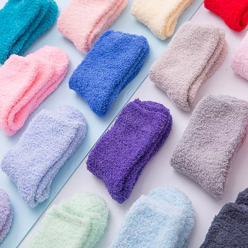 NANTEX Winter Warm Fuzzy Micro Feather Yarn Knitted Plush Slipper Home Floor Women Fluffy Fuzzy Socks