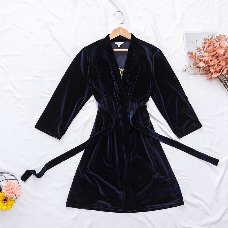 NANTEX Black Top Quality Factory Price Velvet Robe 1 Piece Pajamas Bridesmaid Dress With Robe