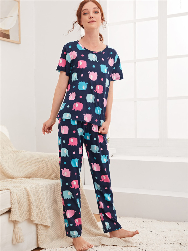 NANTEX OEM summer arrival women pajamas two piece sleepwear sets stars long-sleeved cartoon pattern suit women's sleepwear