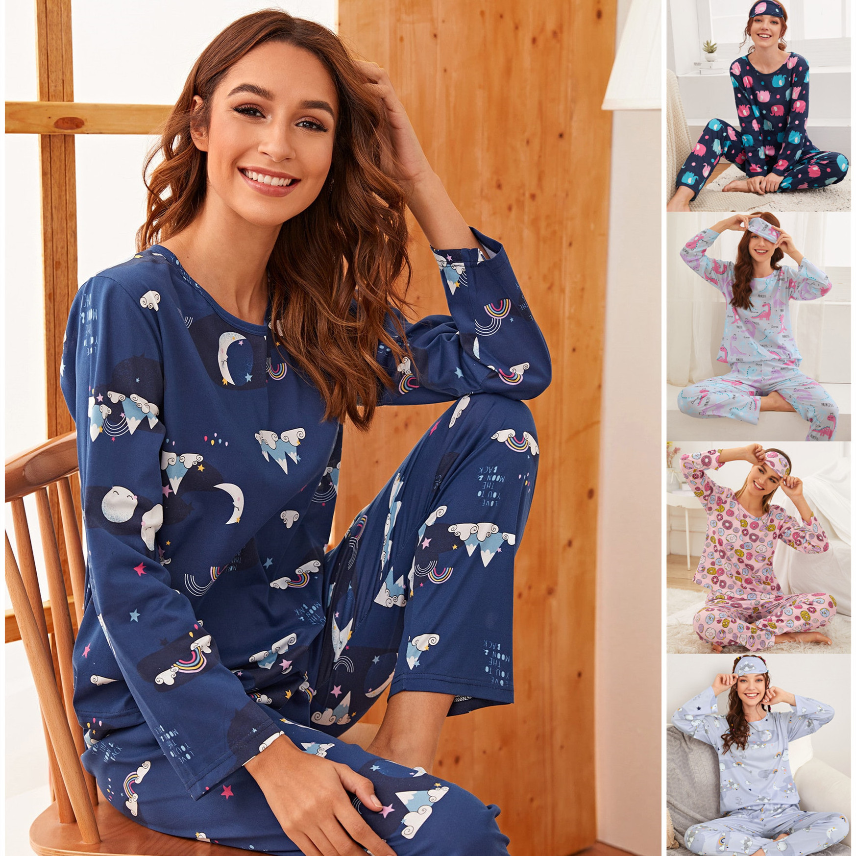 NANTEX Women Sleepwear  Pajama Set 2 Piece Sleep Wear Sets animal pattern Nighty For Ladies Night Suits Lounge Wear Women