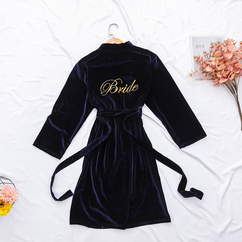 NANTEX Black Top Quality Factory Price Velvet Robe 1 Piece Pajamas Bridesmaid Dress With Robe