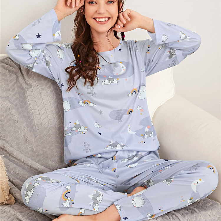 NANTEX New Arrival Women Cartoon Characters Night Wear Sleepwear 2 Piece Pajamas Short&full Sleeve Long Pant Set