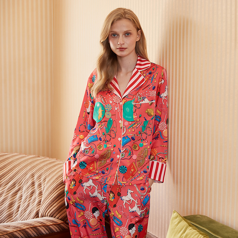 NANTEX Custom Stretch Satin Pajamas Wholesale Custom Women's Sleepwear Printed Loungewear