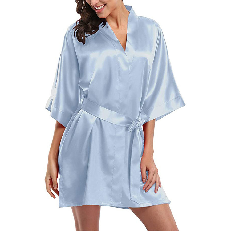 NANTEX Wholesale Dropshipping Custom Logo High Quality Short Sleeve Kimono Satin Silk Robes Women