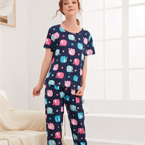 NANTEX Women Sleepwear  Pajama Set 2 Piece Sleep Wear Sets animal pattern Nighty For Ladies Night Suits Lounge Wear Women