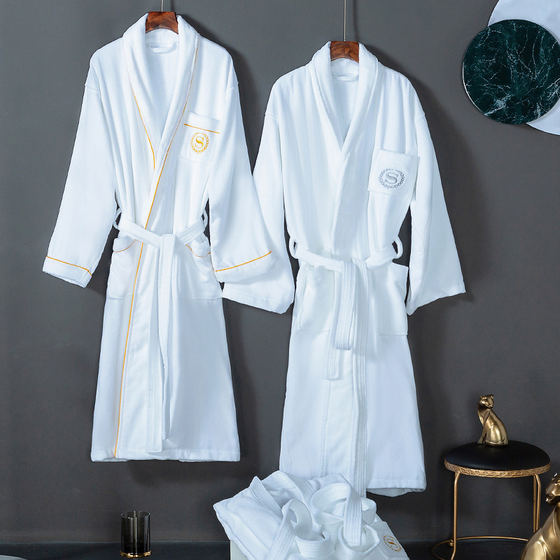 NANTEX Five-star Hotel Bathrobe Cotton Hotel Cut Velvet Towel White Bathrobe Cotton Hotel Bathrobe