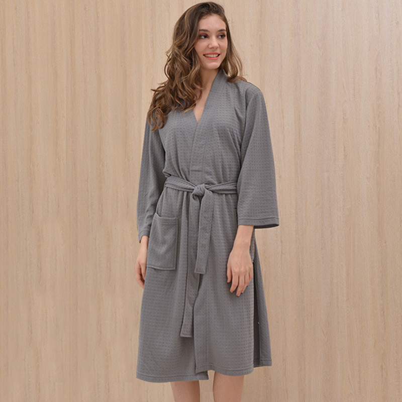 NANTEX Wholesale Long Hotel Waffle Bathrobe Spa Cotton  Women Waffle Kimono Bath Robe