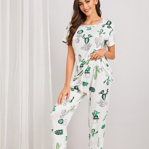 NANTEX OEM summer arrival women pajamas two piece sleepwear sets stars long-sleeved cartoon pattern suit women's sleepwear