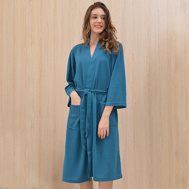 NANTEX Wholesale Long Hotel Waffle Bathrobe Spa Cotton  Women Waffle Kimono Bath Robe