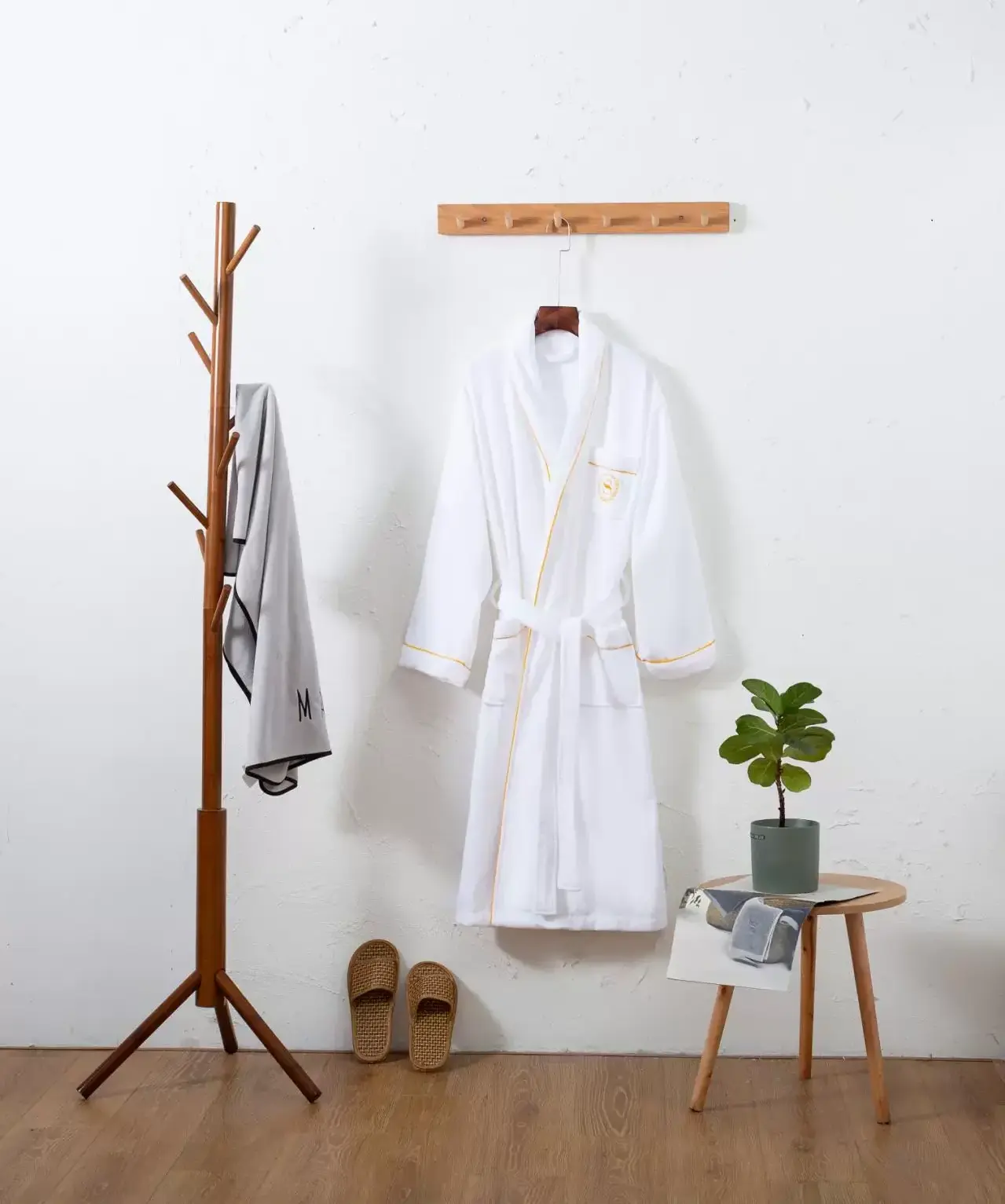 NANTEX Five-star Hotel Bathrobe Cotton Hotel Cut Velvet Towel White Bathrobe Cotton Hotel Bathrobe