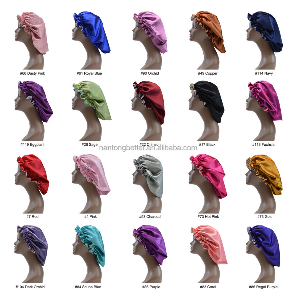 OEM LOGO Custom Bonnets Silk Stain Bonnet Hair Designer Women Kids Sleeping Bonnets