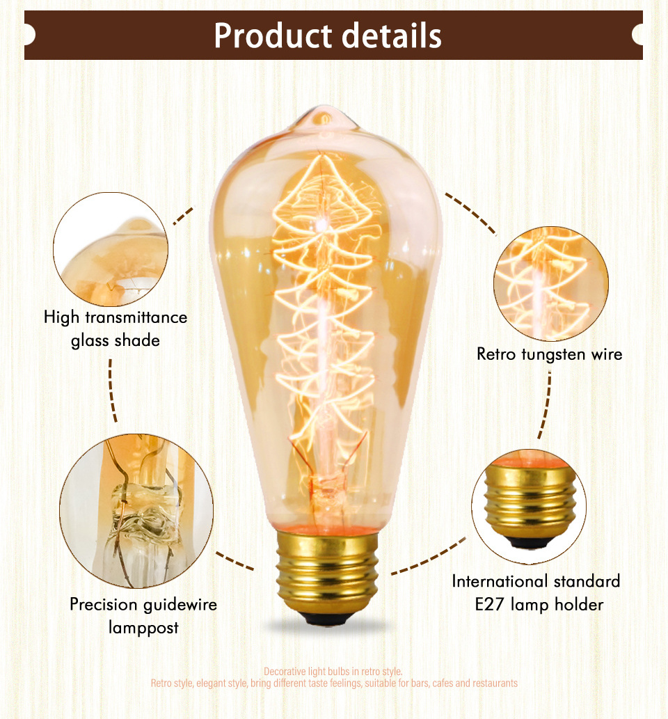 Classic Light Bulb B22 E27 Vintage Lamp Led Filament Edison Bulbs