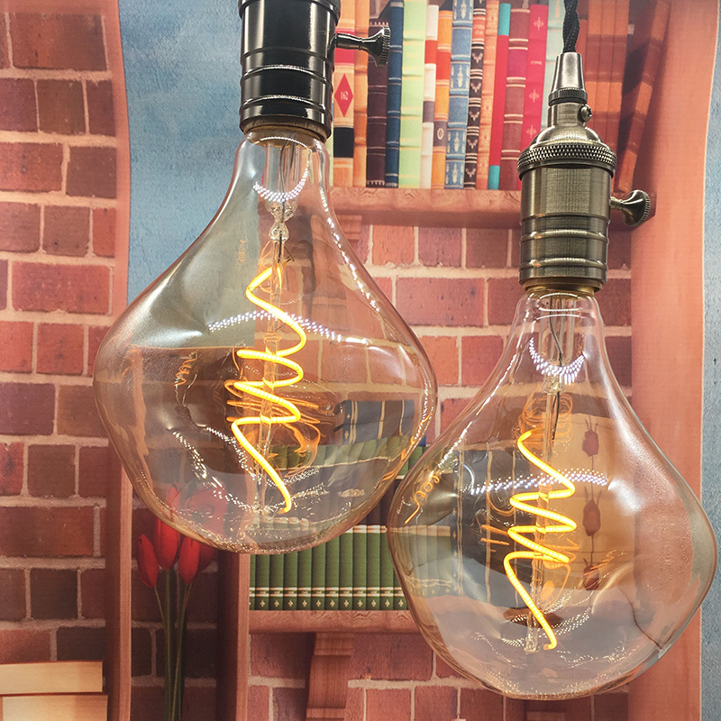 4 Watts Glass Cover Flexible Filament E27 E26 base Large Alien Shape LED Filament Bulb