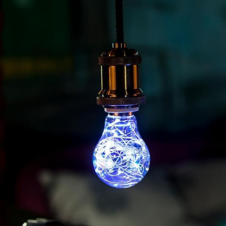 A60 LED copper wire bulb yellow blue green RGB 1.5W 85-265V E27 Decoration Light bulb for holiday