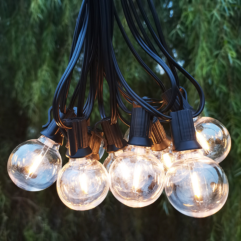 Waterproof Connectable Hanging Christmas Lights EU AU Plug Edison Style Globe Bulbs 25 Feet 100ft G40 Globe Patio Lights