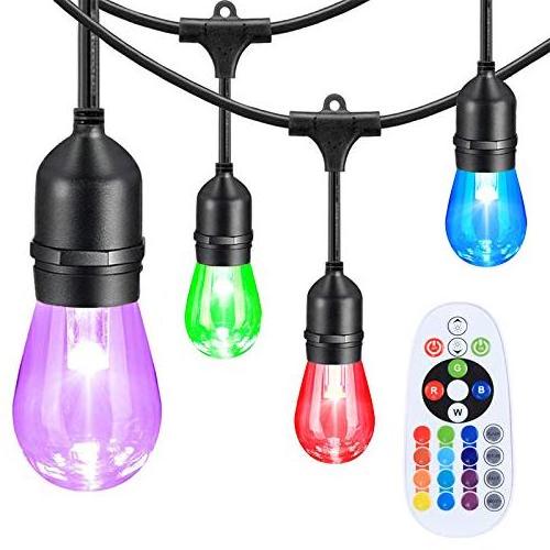 IP65 Waterproof Smart RGB String Lights With S14 RGB LED  Shatterproof Commercial Grade  Color Changing Remote Voice Control