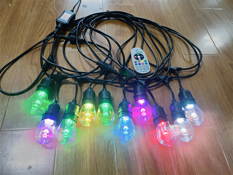 IP65 Waterproof Smart RGB String Lights With S14 RGB LED  Shatterproof Commercial Grade  Color Changing Remote Voice Control