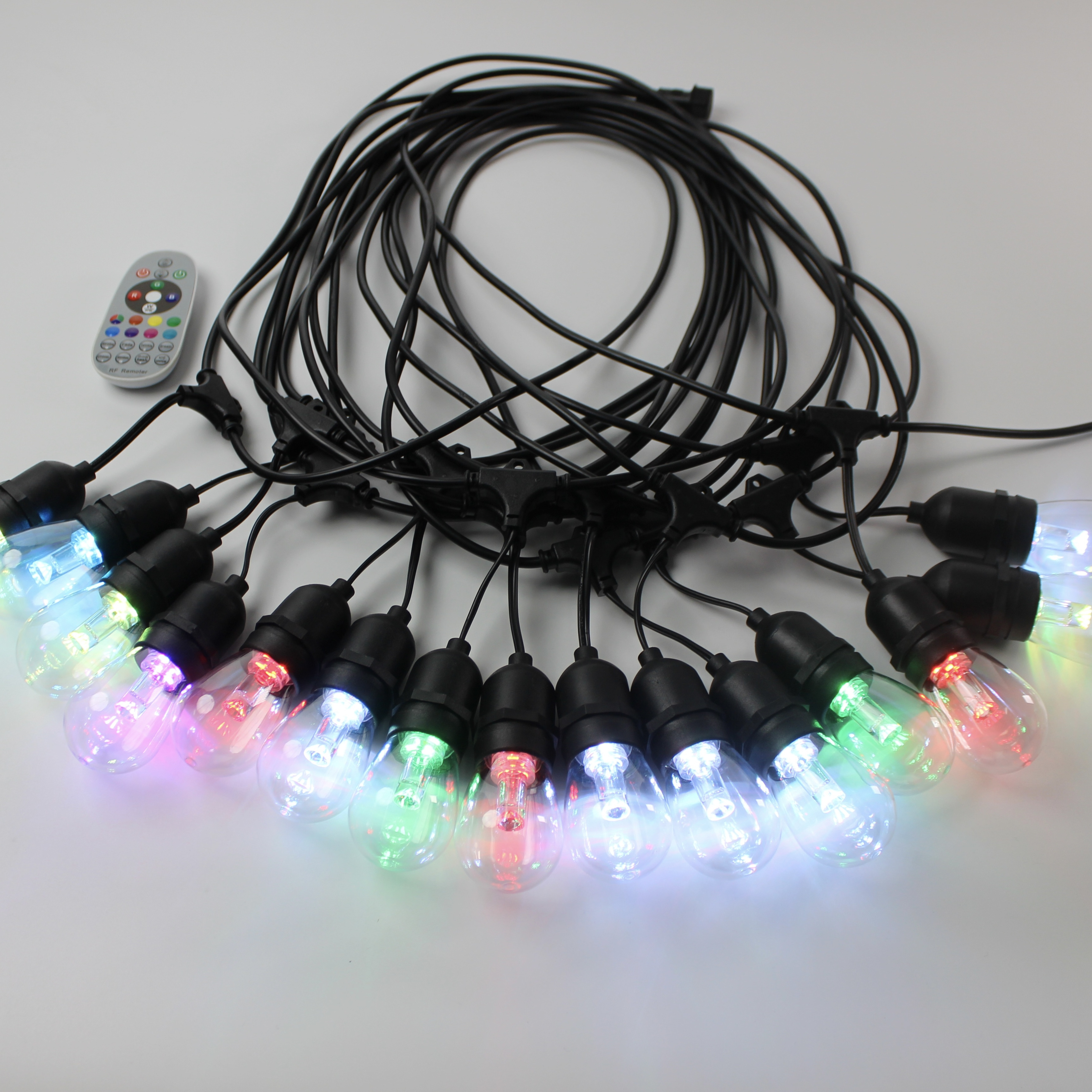 IP65 Waterproof Smart RGB String Lights With S14 RGB LED  Shatterproof Commercial Grade  Color Changing Remote Voice Control