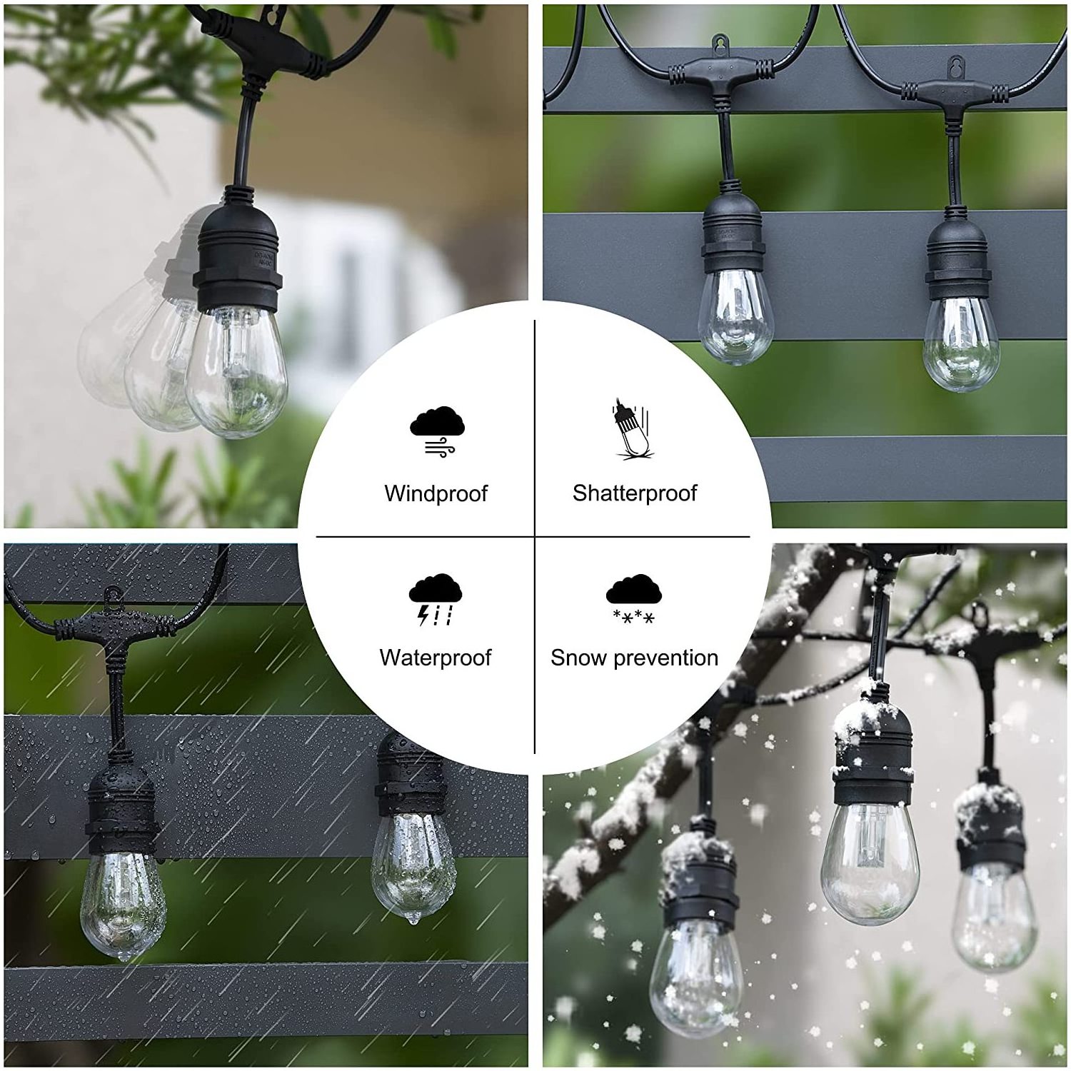 IP65 Waterproof Smart RGB String Lights With S14 RGB LED  Shatterproof Commercial Grade  Color Changing Remote Voice Control