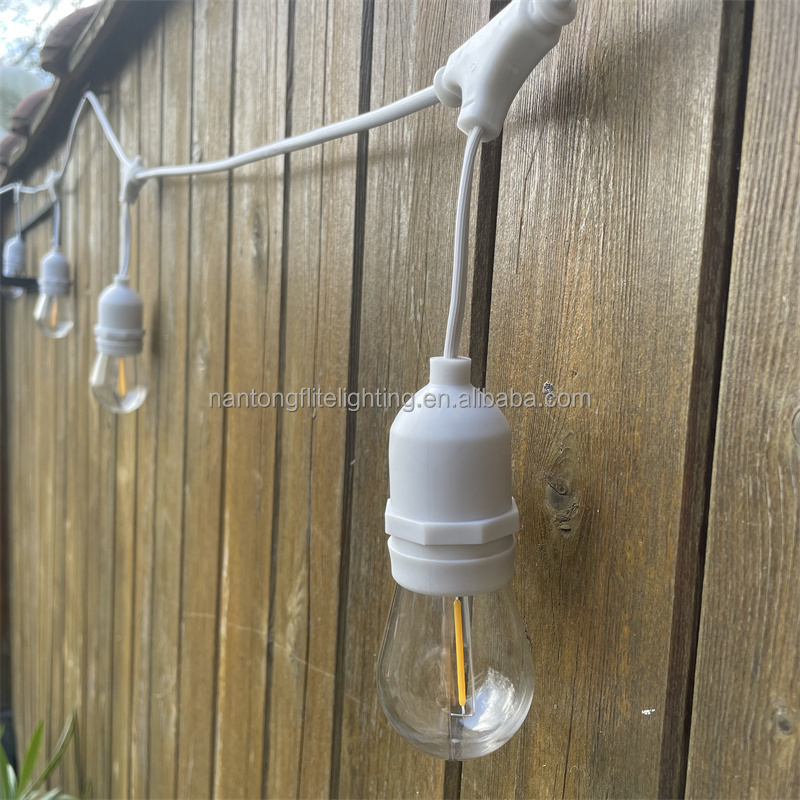 White Cable Tent Outdoor Camping Decorative String Light With S14 Plastic Bulb