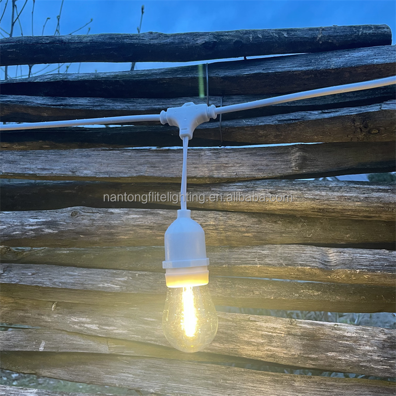 White Cable Tent Outdoor Camping Decorative String Light With S14 Plastic Bulb