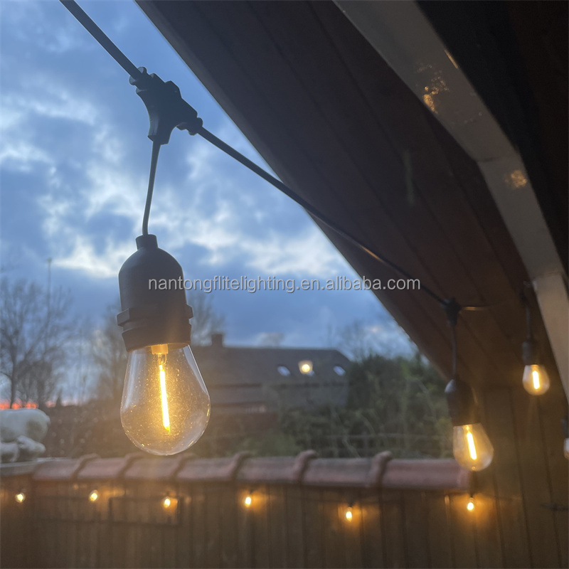 Hanging Dimmable S14 Vintage Edison Bulbs 48ft Commercial garden Party Patio Light Waterproof IP65 LED Outdoor String