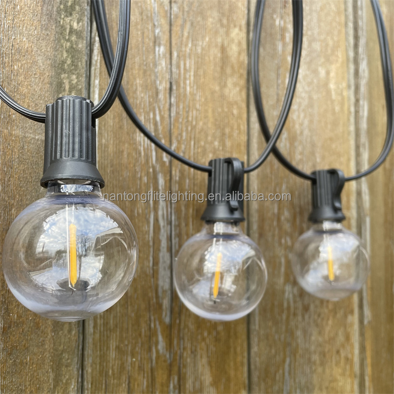 LED Outdoor String Lights 50FT Patio Lights with 50 Shatterproof G40 Vintage Edison Bulbs Outside Waterproof  fixed Lights