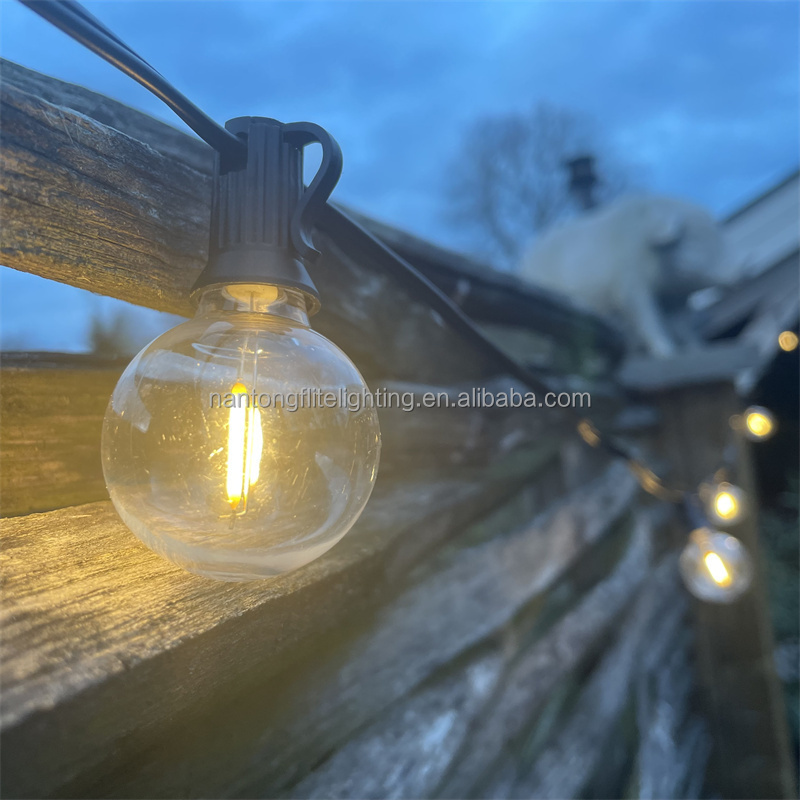 LED Outdoor String Lights 50FT Patio Lights with 50 Shatterproof G40 Vintage Edison Bulbs Outside Waterproof  fixed Lights