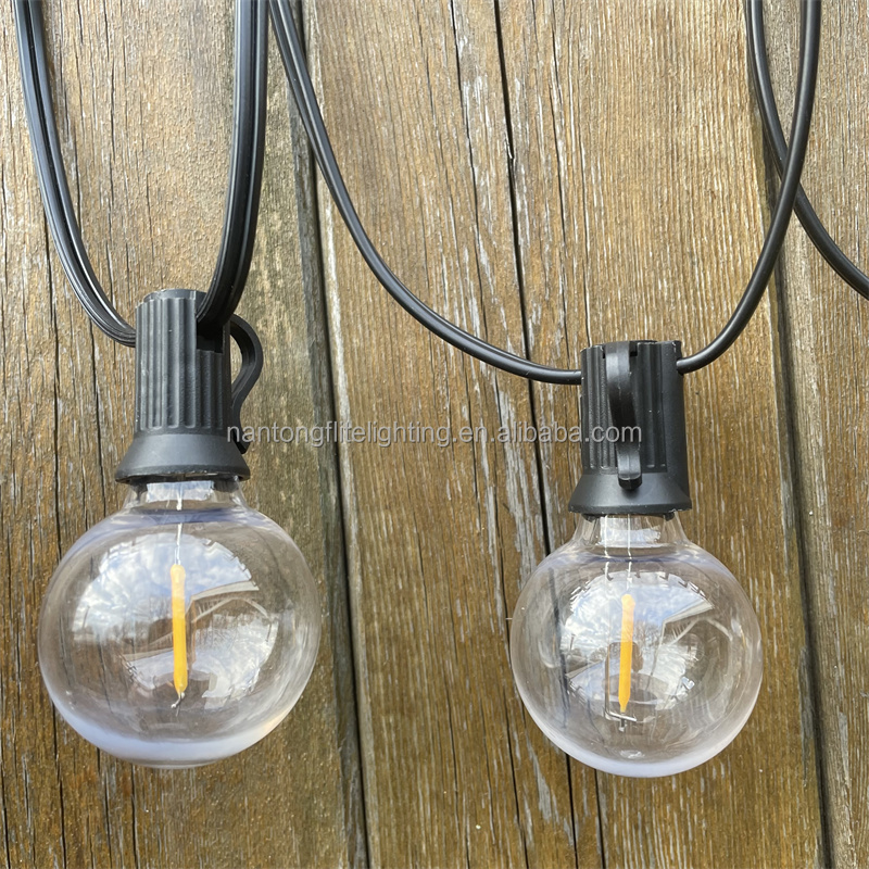 LED Outdoor String Lights 50FT Patio Lights with 50 Shatterproof G40 Vintage Edison Bulbs Outside Waterproof  fixed Lights