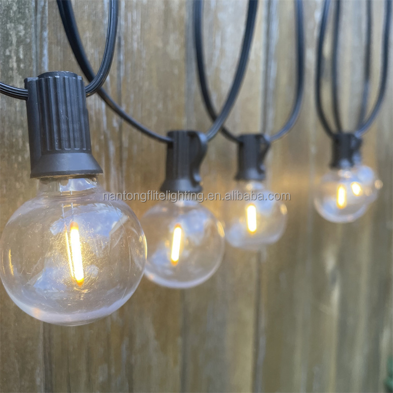 LED Outdoor String Lights 50FT Patio Lights with 50 Shatterproof G40 Vintage Edison Bulbs Outside Waterproof  fixed Lights