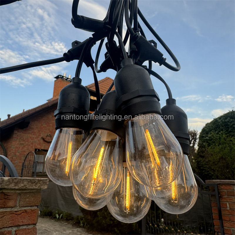 24 Ft 48 Ft Commercial construction Outdoor led Lighting S14 1W edison filament bulb IP 65 waterproof string lights