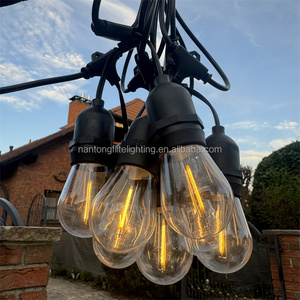 24 Ft 48 Ft Commercial construction Outdoor led Lighting S14 1W edison filament bulb IP 65 waterproof string lights