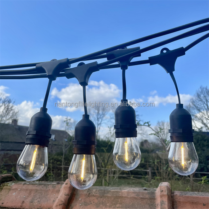 24 Ft 48 Ft Commercial construction Outdoor led Lighting S14 1W edison filament bulb IP 65 waterproof string lights