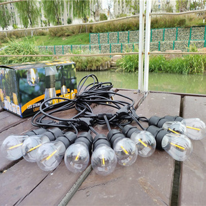 15m Shatterproof Outdoor String Light S14 with 15 Dimmable LED Vintage Edison Bulbs Commercial Grade Patio Light