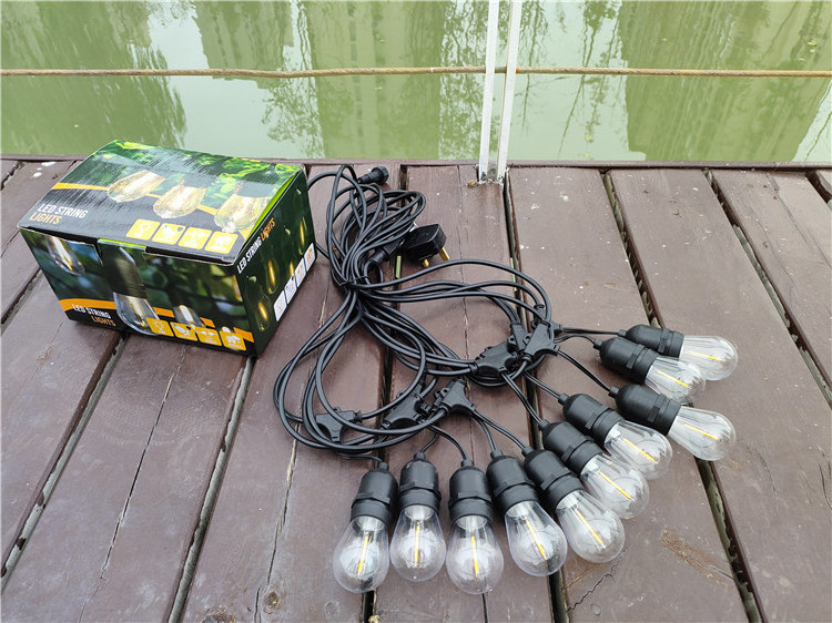 Warm White Smart Outdoor String Lights 15 LED Edison Bulbs IP65 Shatterproof Patio S14 String Lights Outdoor