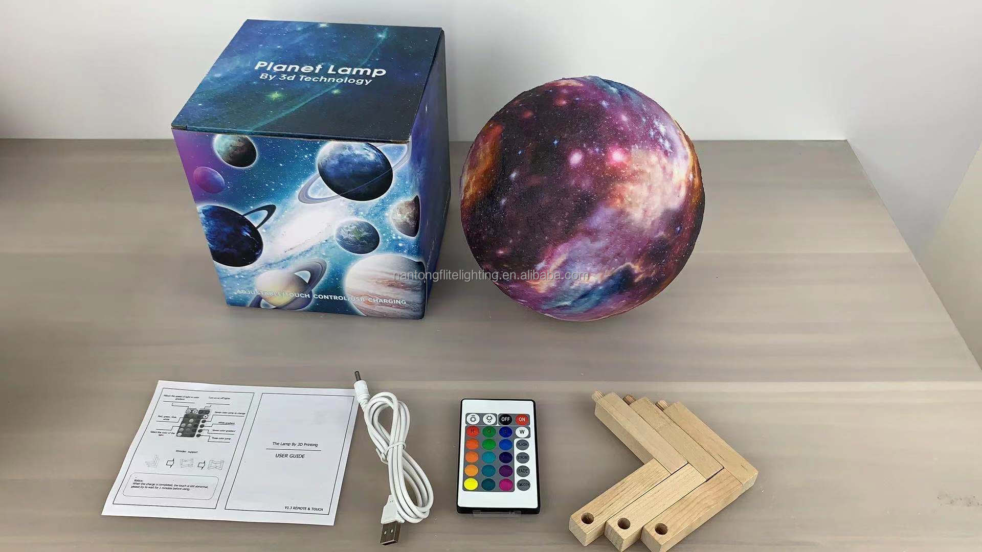 16 Colors LED Moon Lamp Kids Night Light Galaxy Lamp 3D Star Moon Light Change Touch And Remote Control Galaxy Light For Gifts