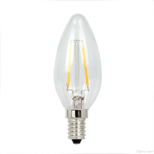 Candle Shape E14 E12 C35 Filament Led Bulb with 220V 110V clear antiquated led filament bulb