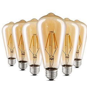 Edison LED Light Bulbs Dimmable Vintage Style Warm Filament 4W (40 Watt Equivalent) ST64 Color 2300K E26 base