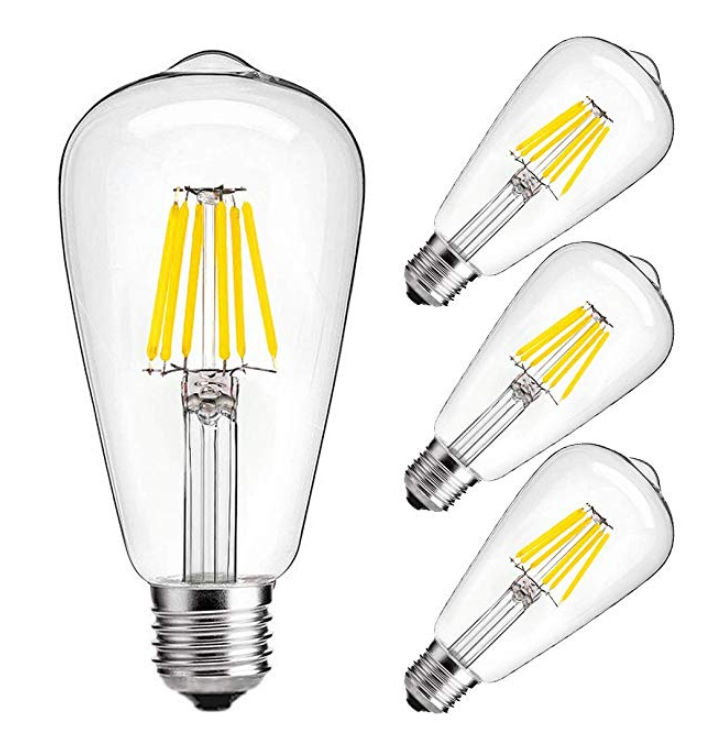 110v 220v ST64 E27 4W 6W 8W Amber Clear Glass st64 Led Filament Bulb