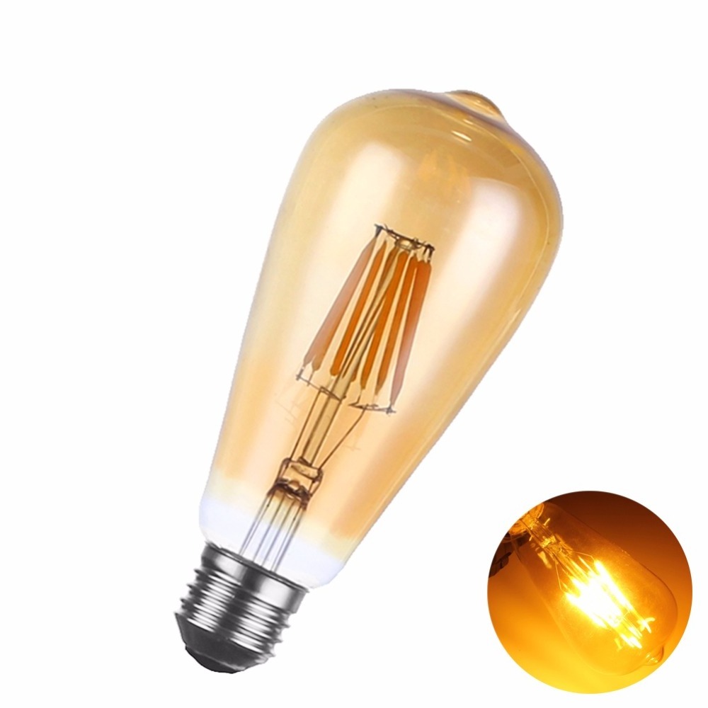 110v 220v ST64 E27 4W 6W 8W Amber Clear Glass st64 Led Filament Bulb