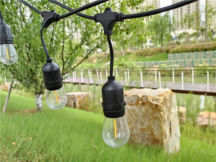 Warm White Smart Outdoor String Lights 15 LED Edison Bulbs IP65 Shatterproof Patio S14 String Lights Outdoor