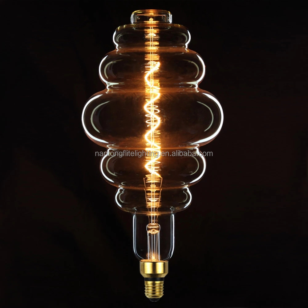 Honeycomb Big Large XXL Oversized Bulbs E27 E26 B22 220-240V 2200K 4W 6W 8W LED Curved Soft Filament Bulb