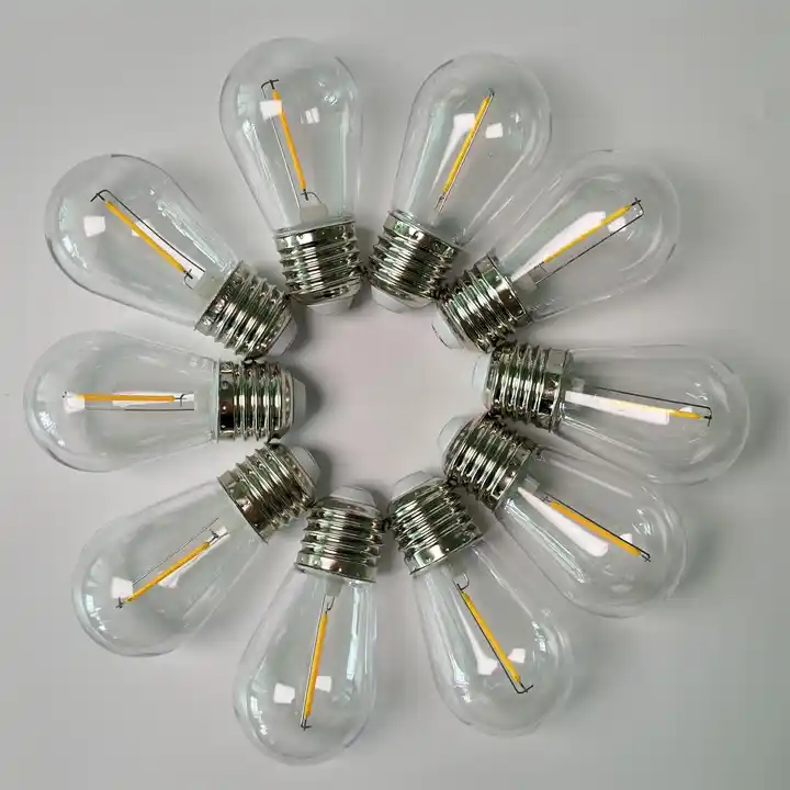 1W/2W/4W Outdoor Decoration Plastic Shatterproof E26 E27 S14 Led Light Bulb For Patio String Light