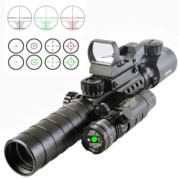 Prosun Wholesale Optics telescopic3-9x32 illuminated scope with green Laser and red green dot sight hunting scope